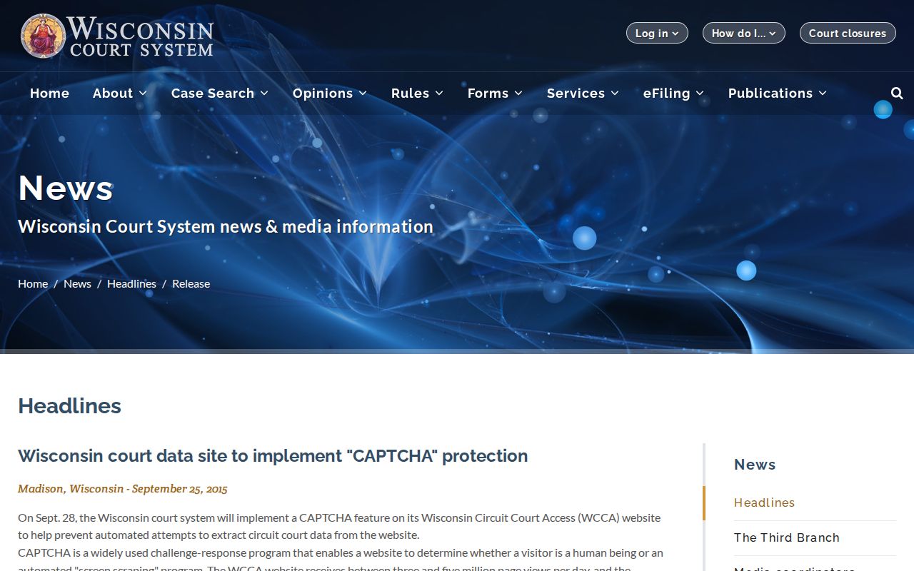 Price County docket search CAPTCHA and bulk access notice