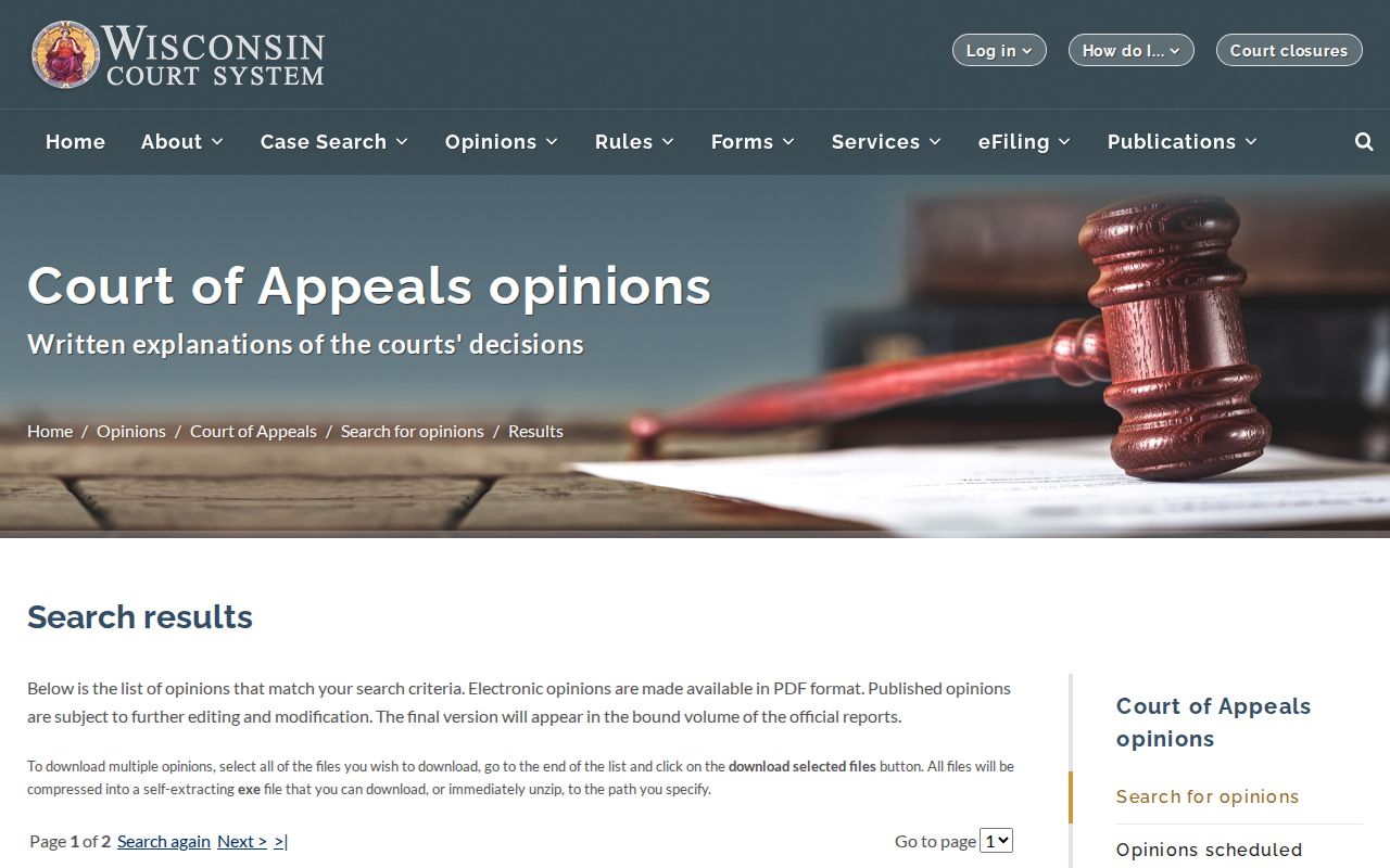 Price County civil court docket appellate trial county filter