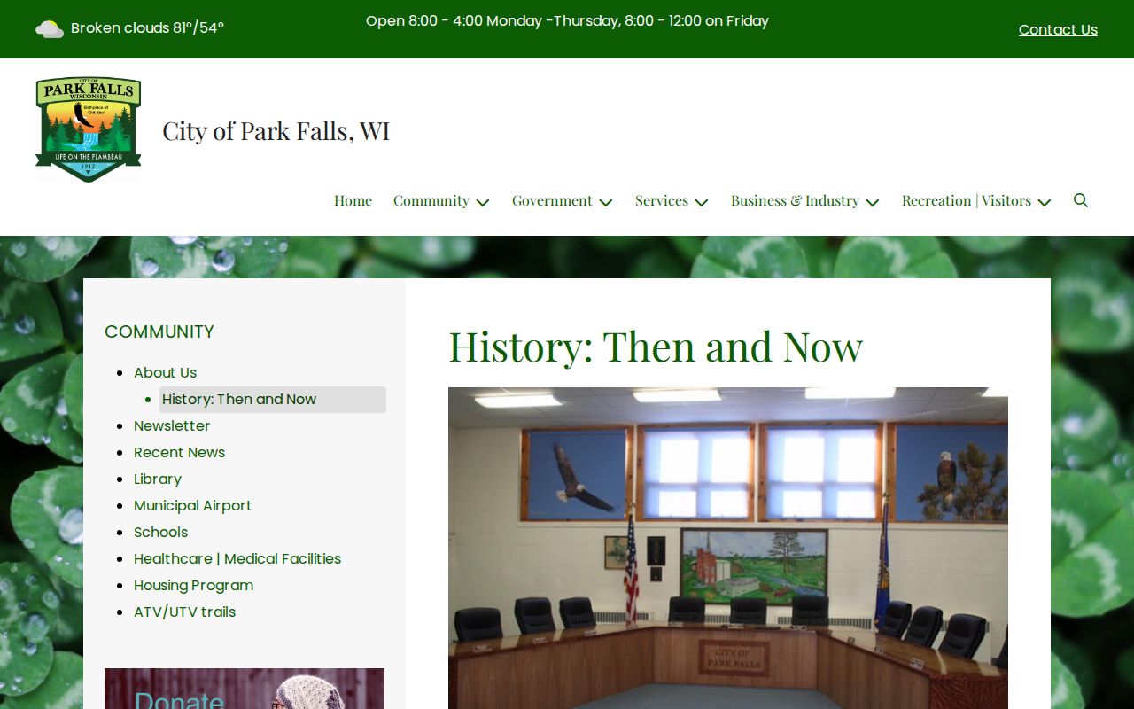 Park Falls official history page about river rail and lumber development