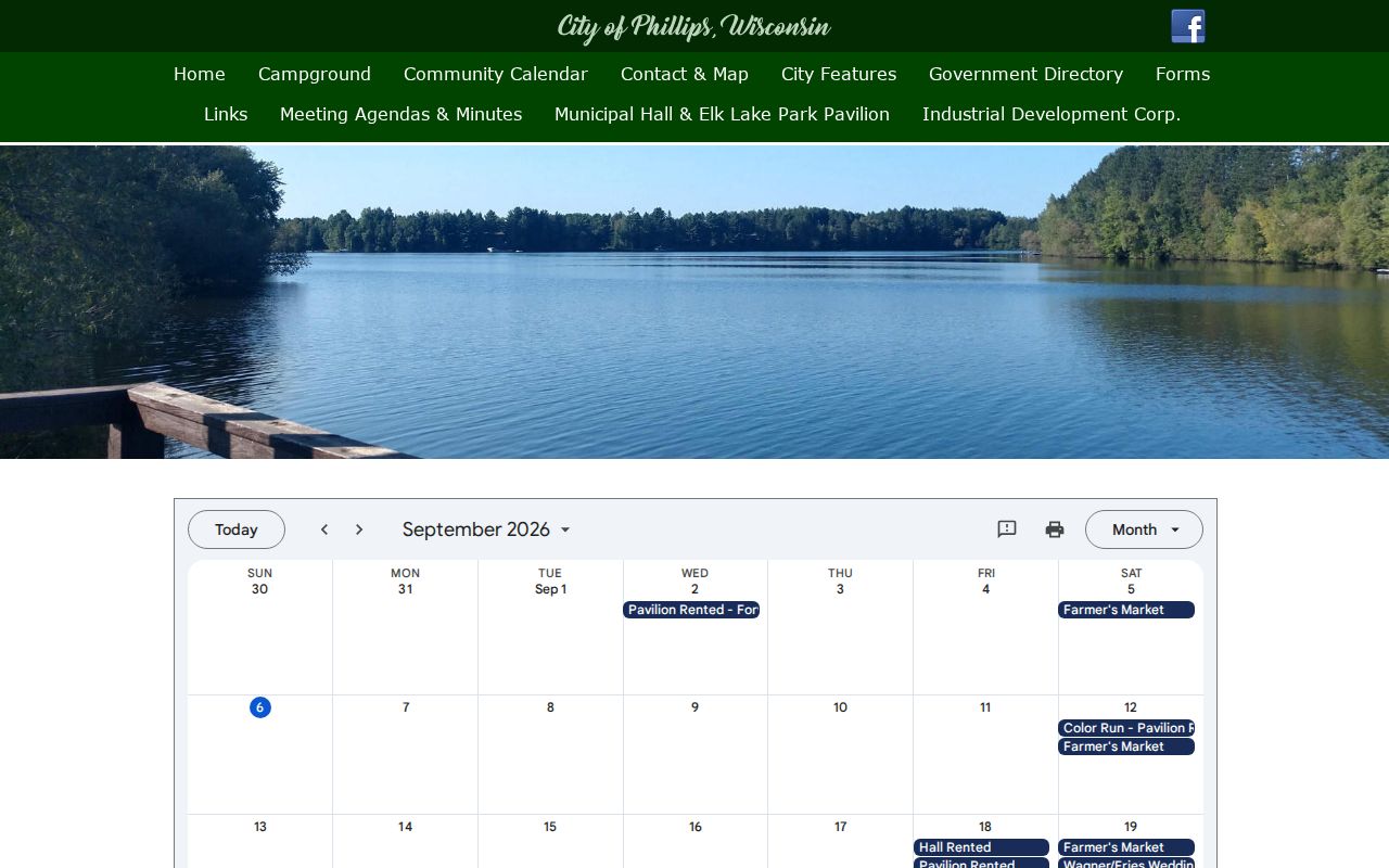 City of Phillips municipal meeting calendar