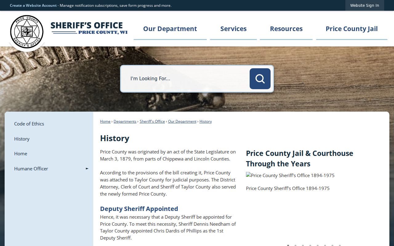Price County court docket courthouse history
